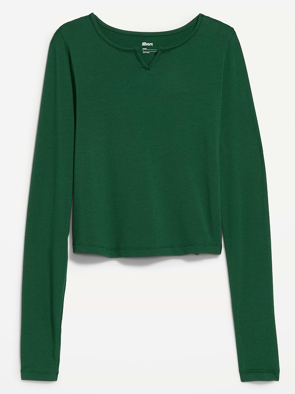 Long-Sleeve Split-Neck Top
