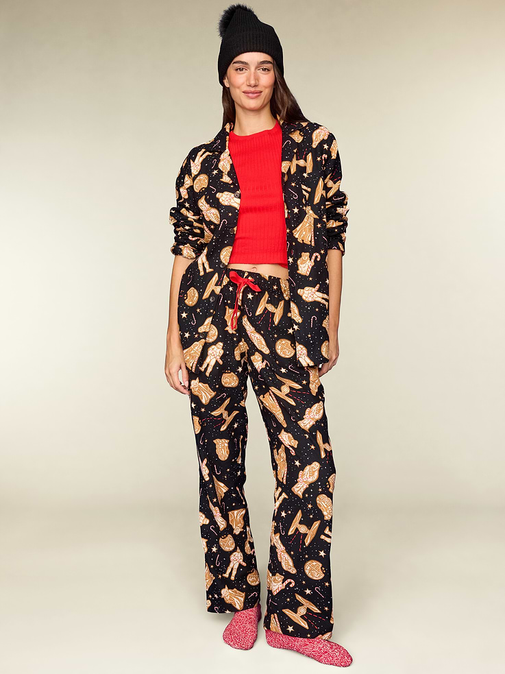 Image 1 of 8, set includes pajama shirt and matching pants, spread collar, long sleeves, button-front, elastic-waist pajama pants, on-seam pockets, all-over licensed graphic, © & ™ Lucasfilm, Ltd., Product #908789