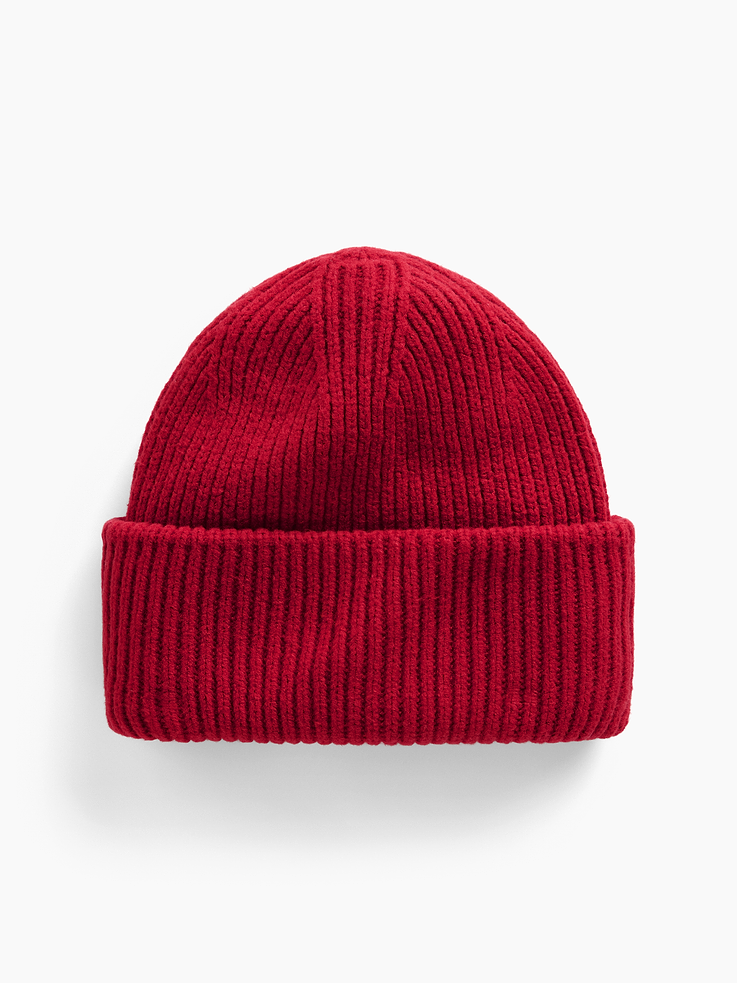 Image 1 of 3, Soft, chunky knit cotton-blend beanie., Rolled brim., This product was made in a factory that invests in gender equity and women’s empowerment through RISE. Learn more at gapinc.com/equity ., Product #1185040