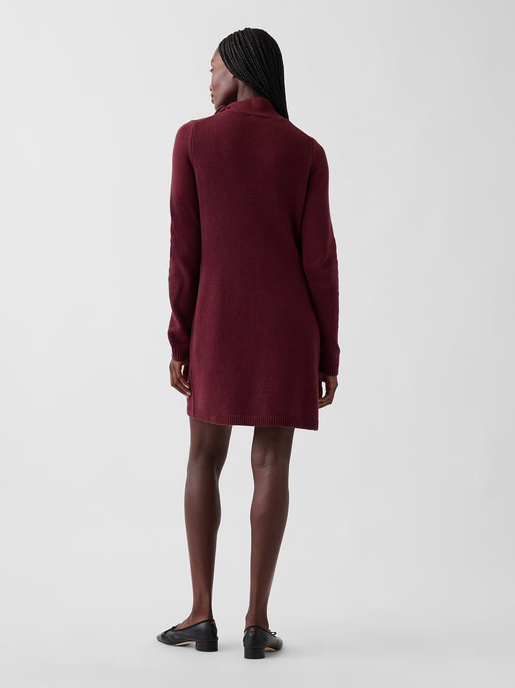 Image 2 of 6, CashSoft Tie-Neck Sweater Mini Dress