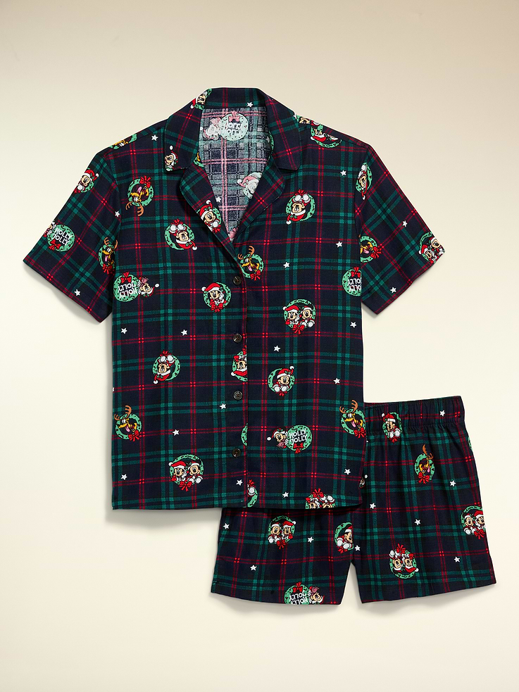 Image 4 of 8, Old Navy x Disney Flannel Pajama Shorts Set for Women, All-Access Cardmember