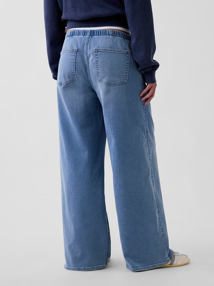 Image 4 of 6, Mid Rise Knit Easy Baggy Jeans