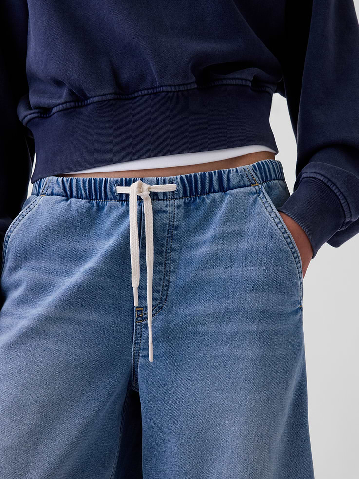 Image 5 of 6, Mid Rise Knit Easy Baggy Jeans