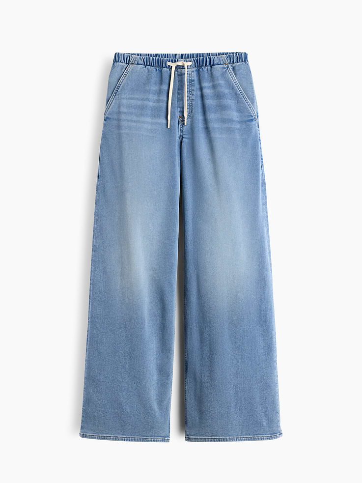 Image 6 of 6, Mid Rise Knit Easy Baggy Jeans