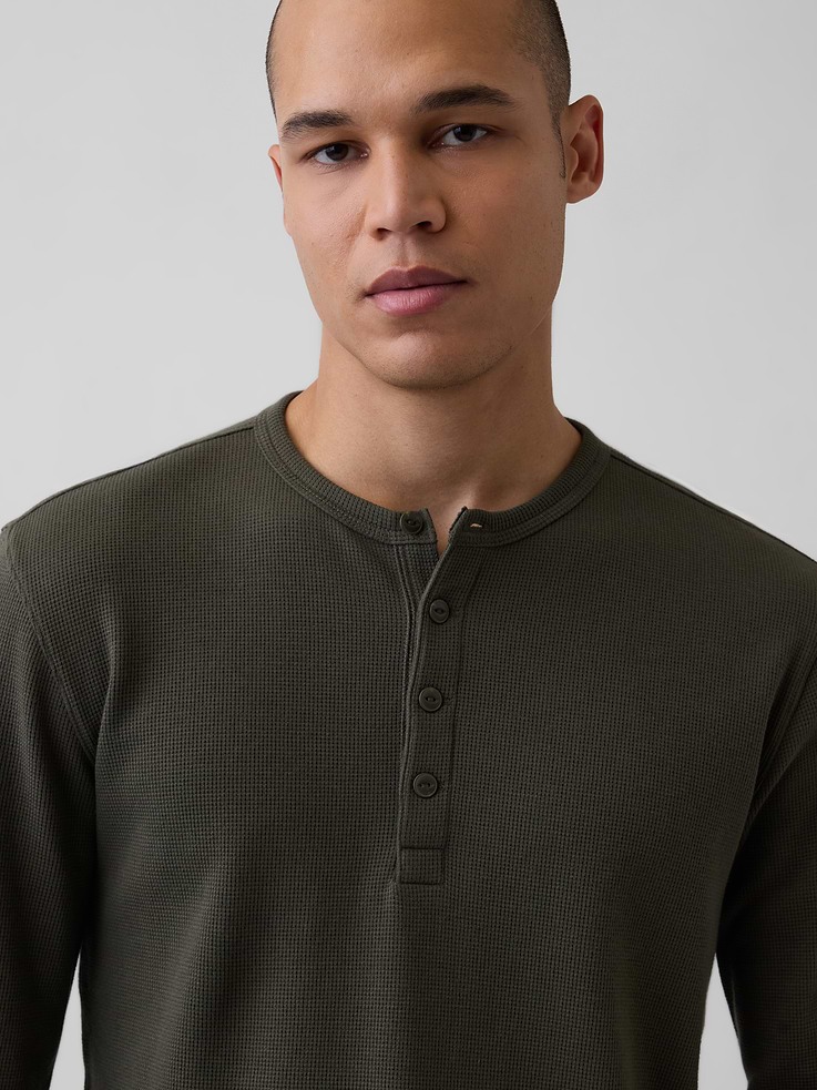 Image 4 of 5, Waffle Henley T-Shirt