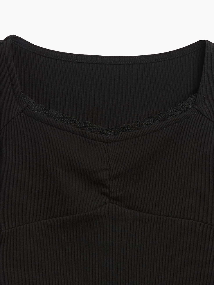 Image 3 of 4, Kids Lace-Trim Sweetheart Rib T-Shirt