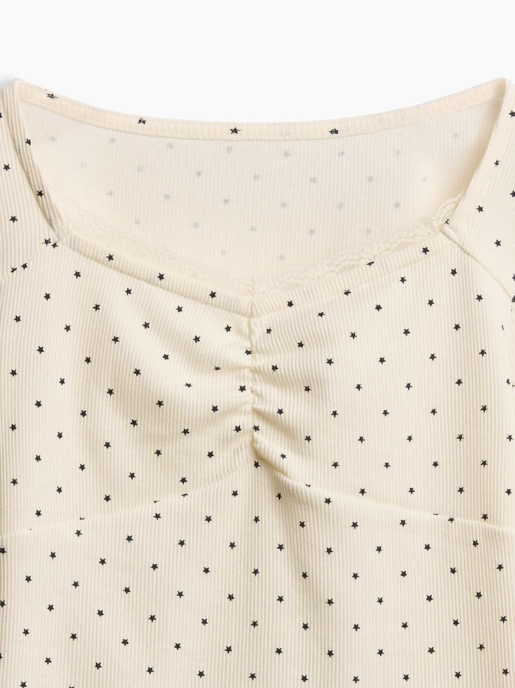 Image 3 of 4, Kids Lace-Trim Sweetheart Rib T-Shirt