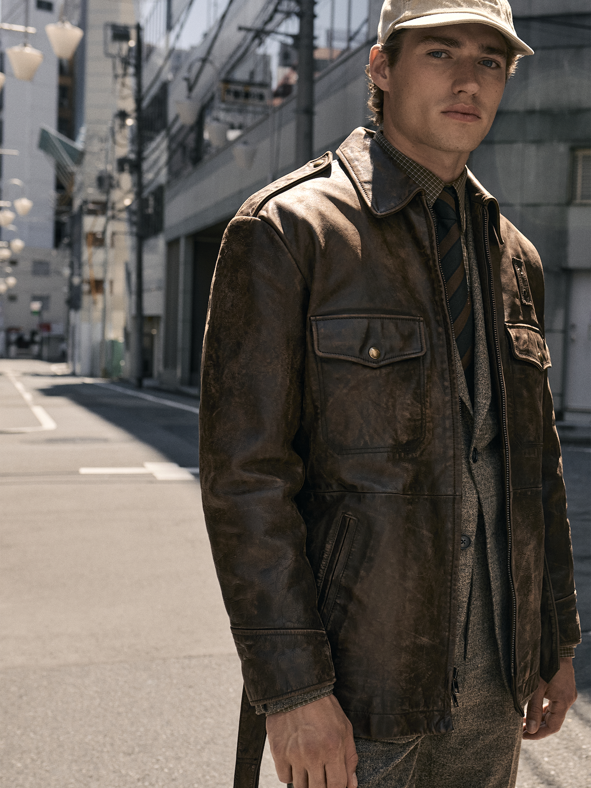 Leather Belted Field Jacket