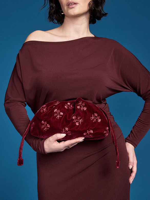 Old Navy x Altuzarra Velvet Drawstring Baguette Bag