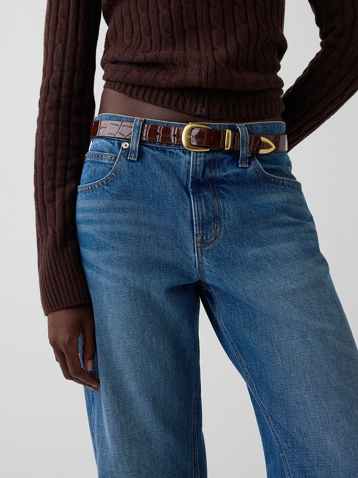 Image 2 of 4, Crocodile Leather Belt