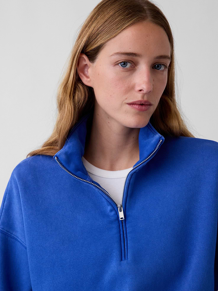 Image 4 of 6, VintageSoft Oversized Half-Zip Wedge Pullover