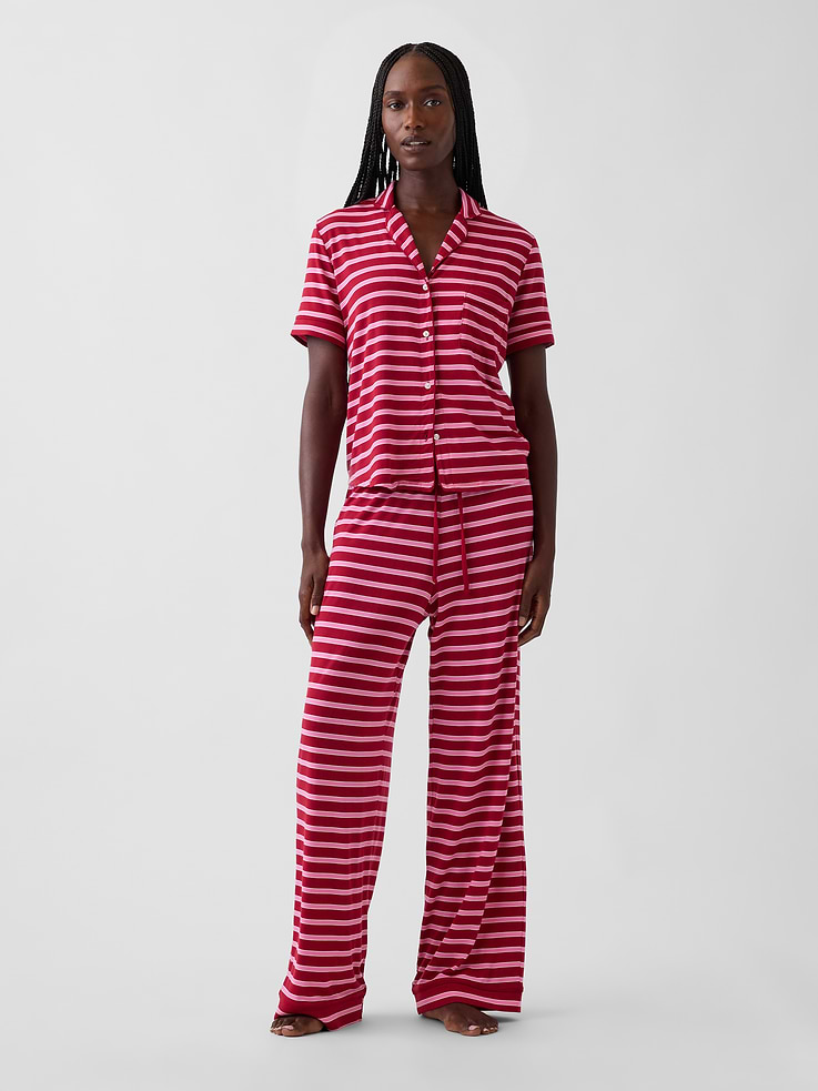 Image 1 of 6, The modal PJs of your dreams. Buttery soft. Naturally cool. With a little stretch. For sleeping, lounging, comfortably., Soft, stretch modal-blend pajama pants., Elasticized waist with drawcords., Piping detail at edges., Certain styles have an allover print., Shop matching PJs for all., Product #811981