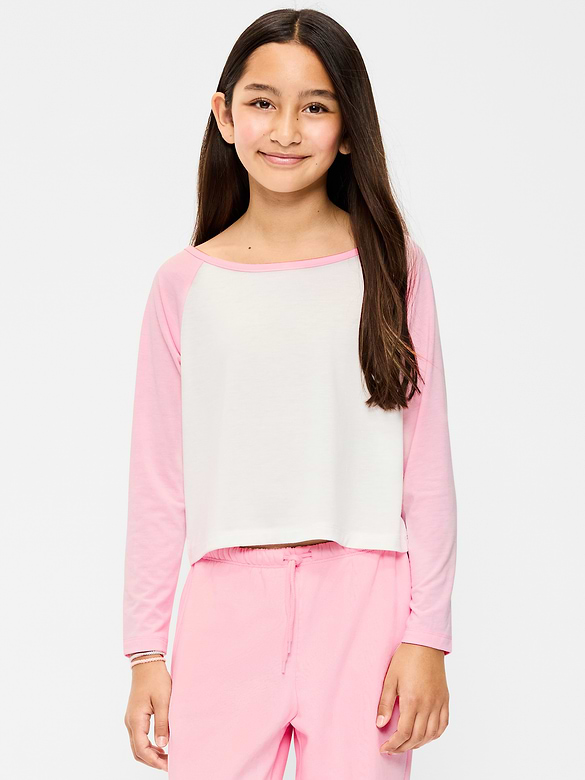 Long-Sleeve Raglan Cropped T-Shirt for Girls