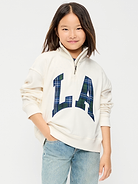 Image 1 of 2, mock neck, quarter zip, long sleeves, drop shoulders, graphic at front, Product #907015