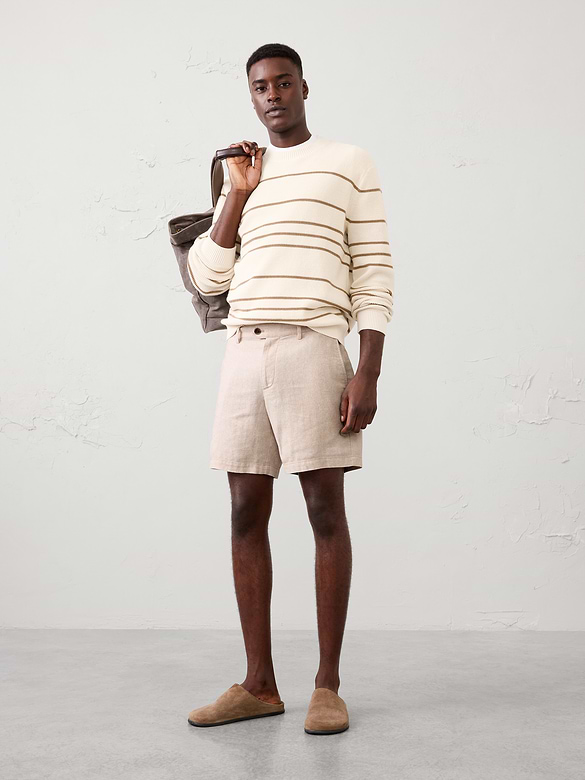 Slim-Fit 7" Linen-Blend Herringbone Short
