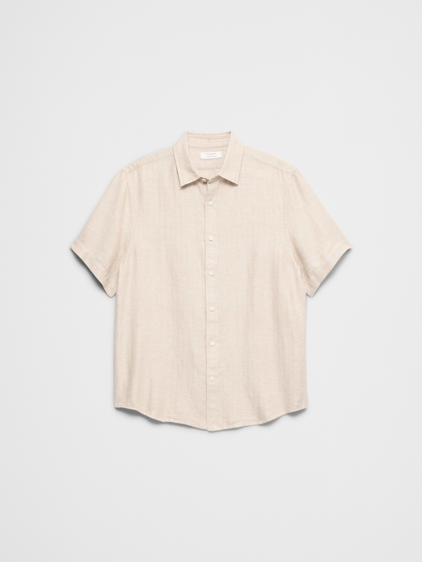 Image 6 of 6, Slim-Fit Linen-Blend Herringbone Shirt