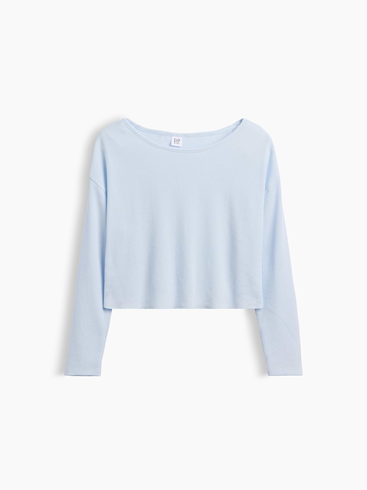 Image 1 of 3, Soft waffle-knit T-shirt. In an oversized fit., Scoop neck., Long sleeves with drop shoulders., Product #911663