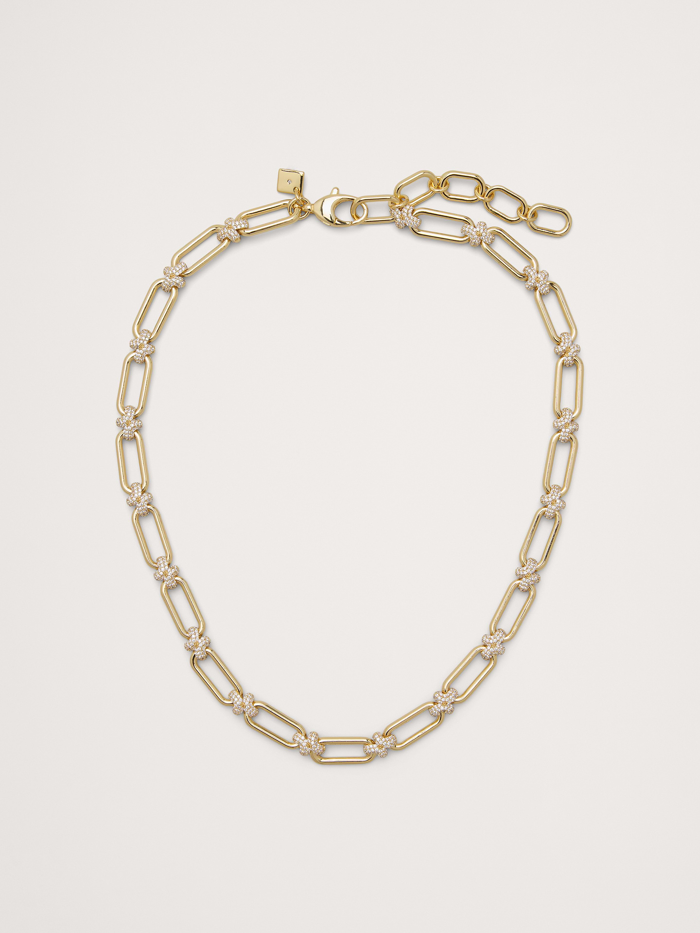 Image 1 of 2, A refined chain necklace with elongated links and rhinestone accents. It looks incredible alone, but we recommend stacking., Lobster clasp., Product #1193055