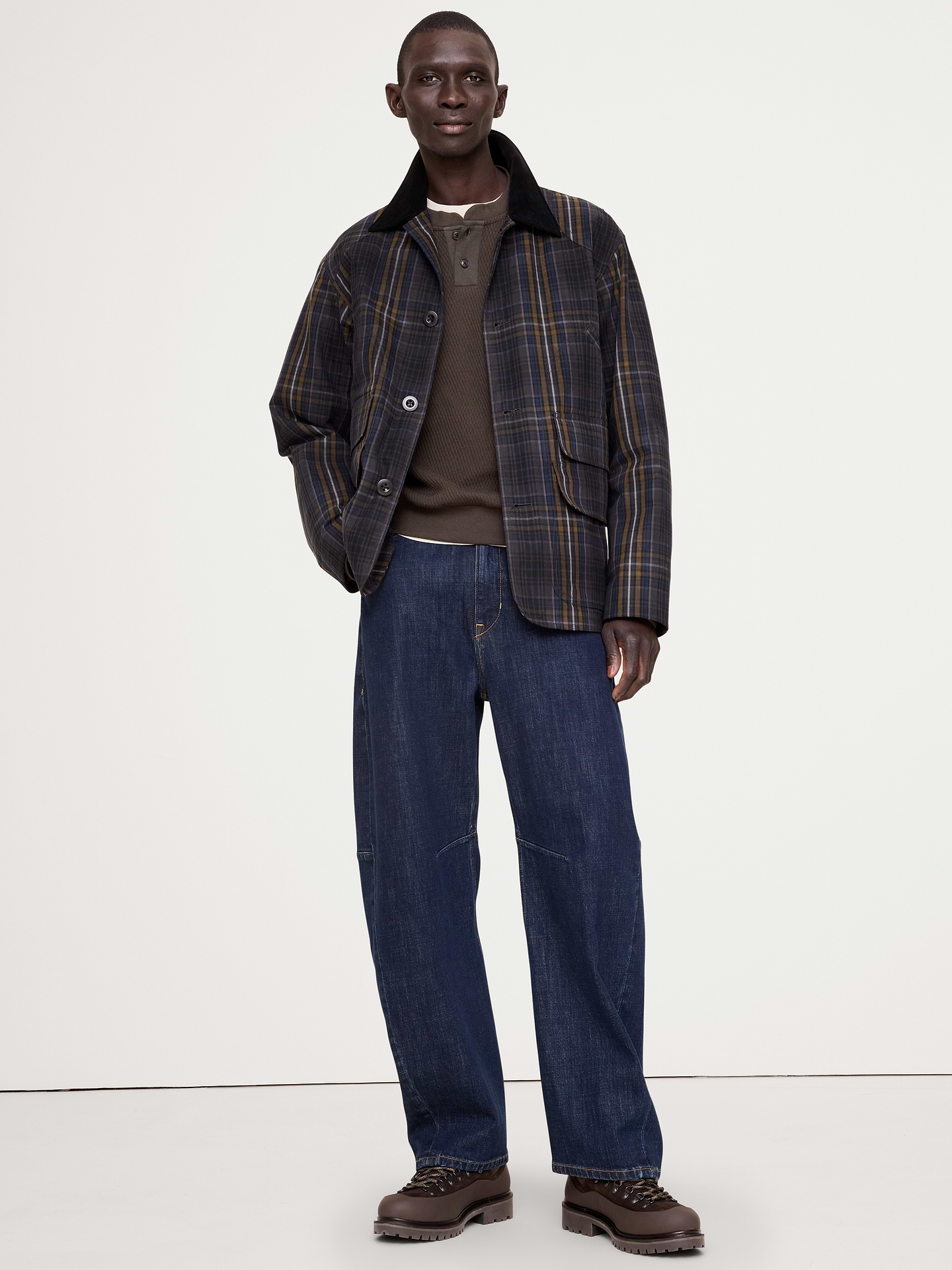 Image 3 of 5, Alpine Thermal Henley Almond-Stitch T-Shirt