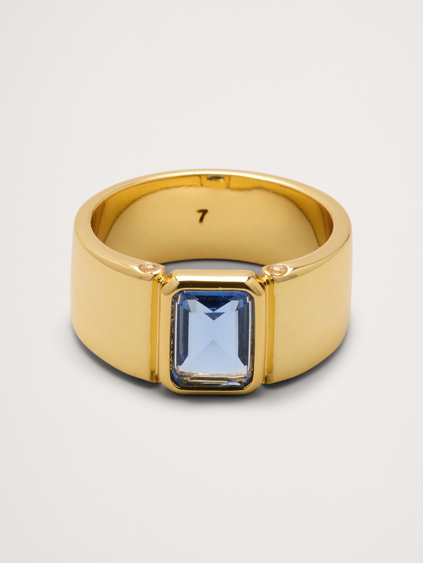 Image 1 of 3, We love a classic cigar ring. For this version, we used the traditional wide-set band with a bold, bezel-set center stone., Product #1193063