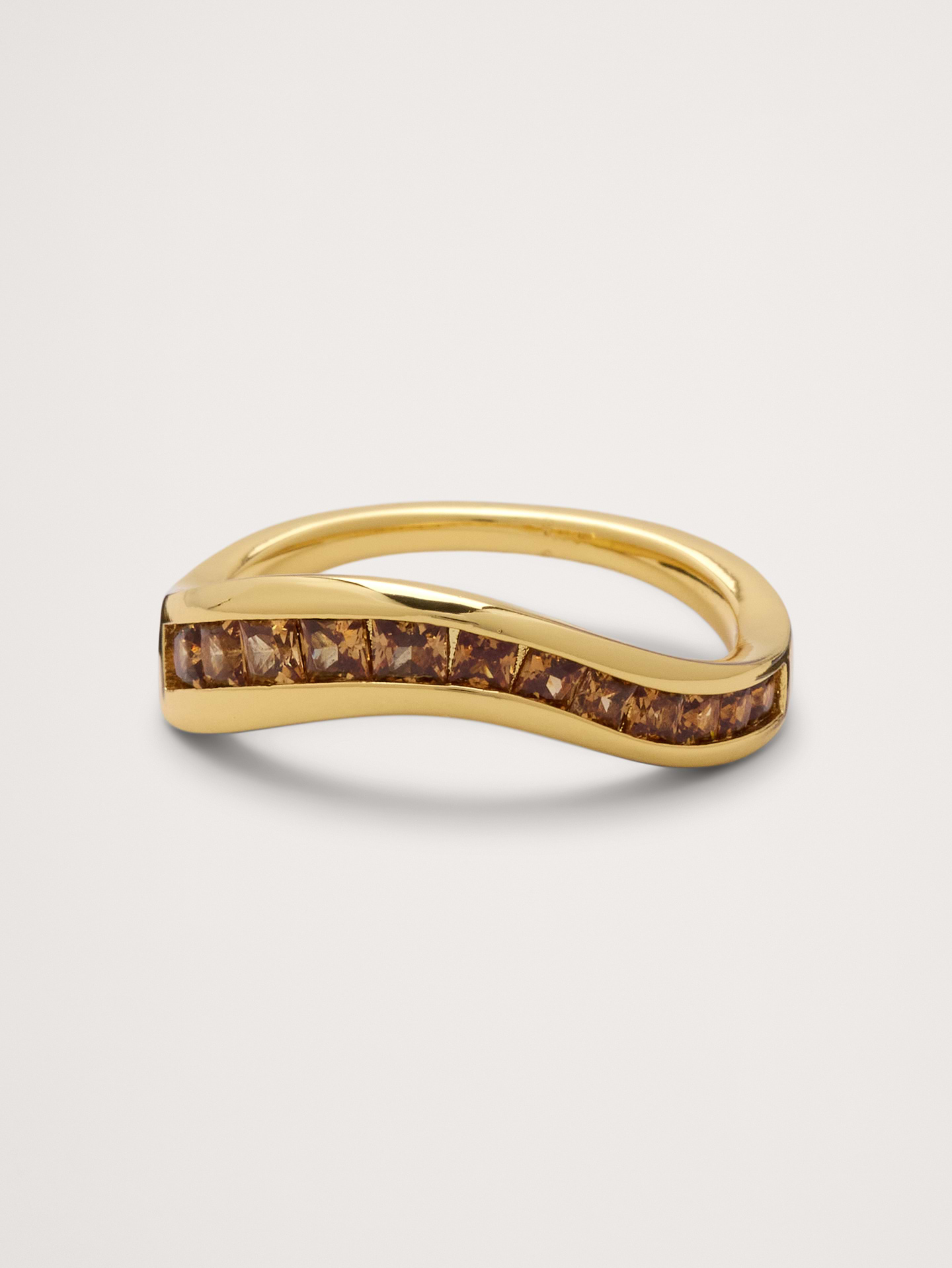 Image 1 of 2, This slim ring uses a wavy shape of stacked, channel-set gemstones., Product #1193065