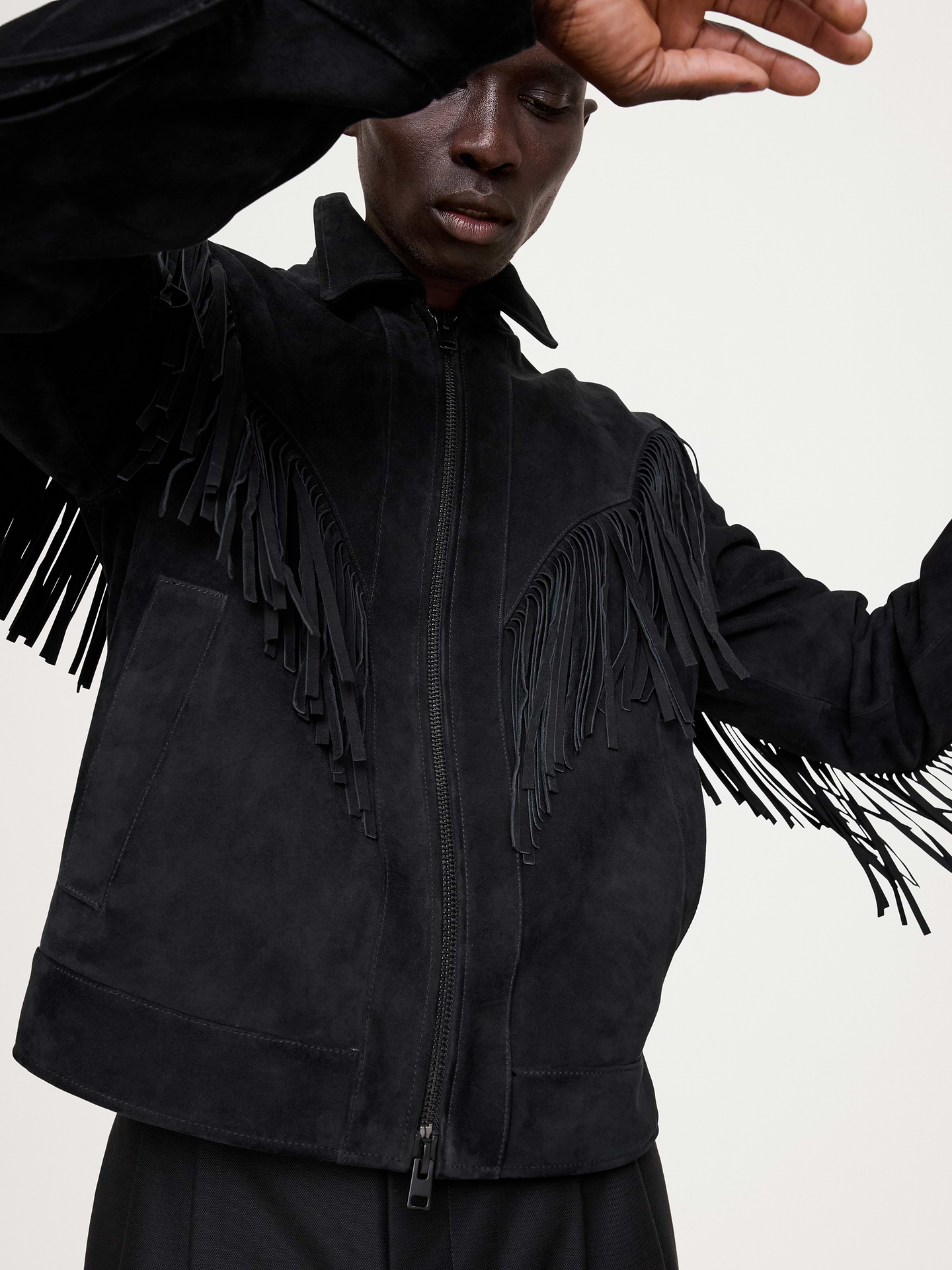 Image 3 de 6, Veste western en suède à franges