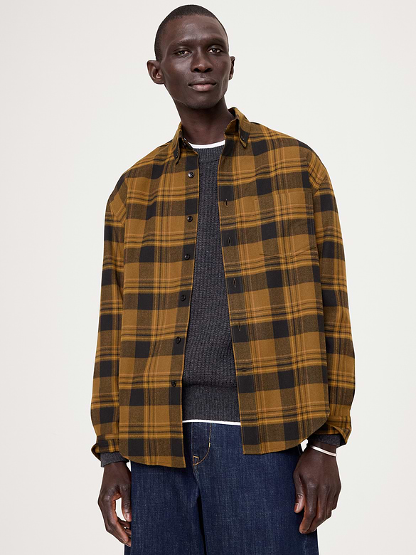 Relaxed-Fit Wool-Blend Plaid Overshirt