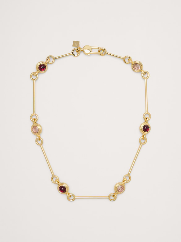 Circle Stone Link Necklace