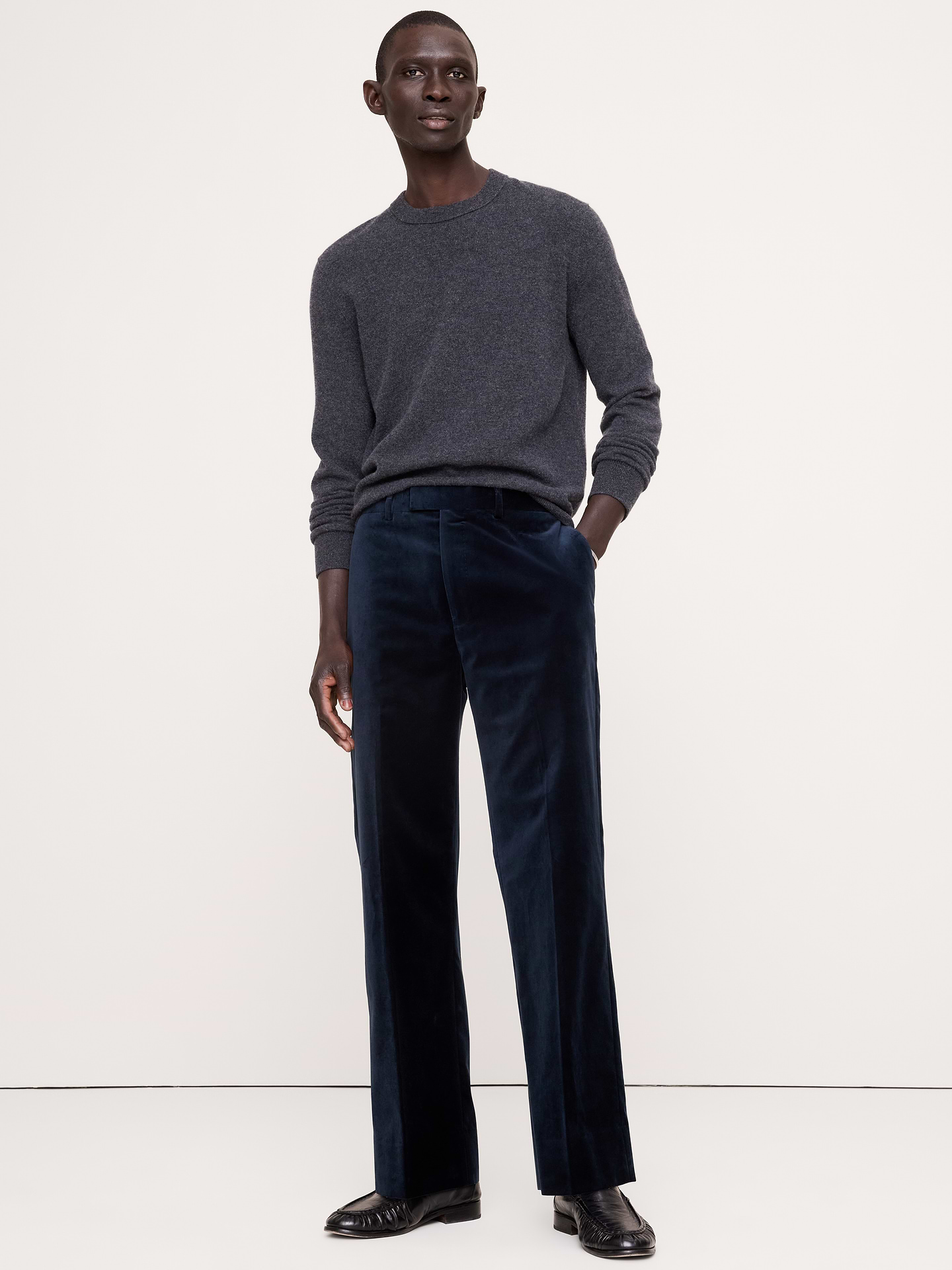 Image 4 of 7, Straight Velvet Suit Pant