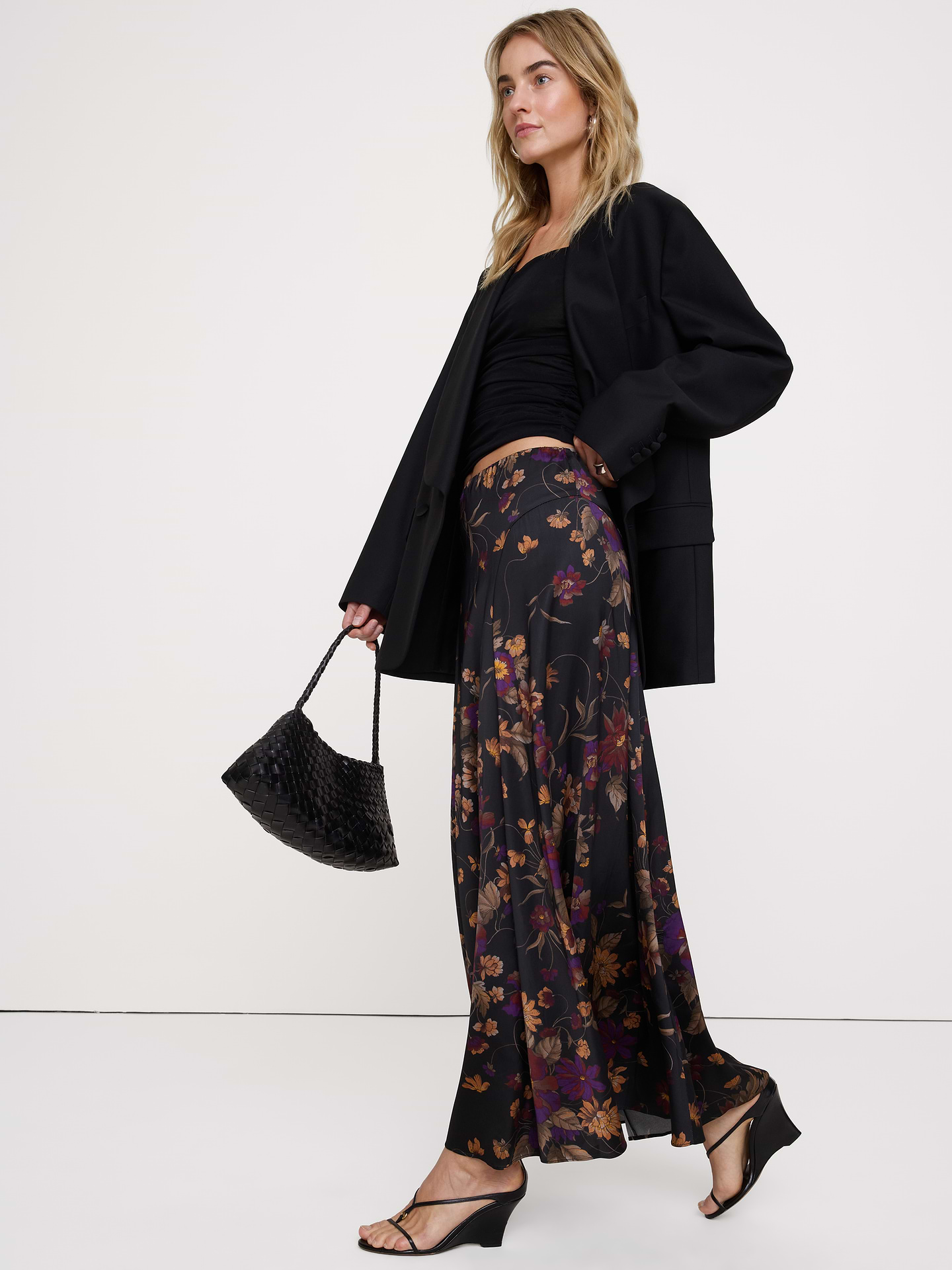 Image 3 de 5, Jupe longue en satin extensible