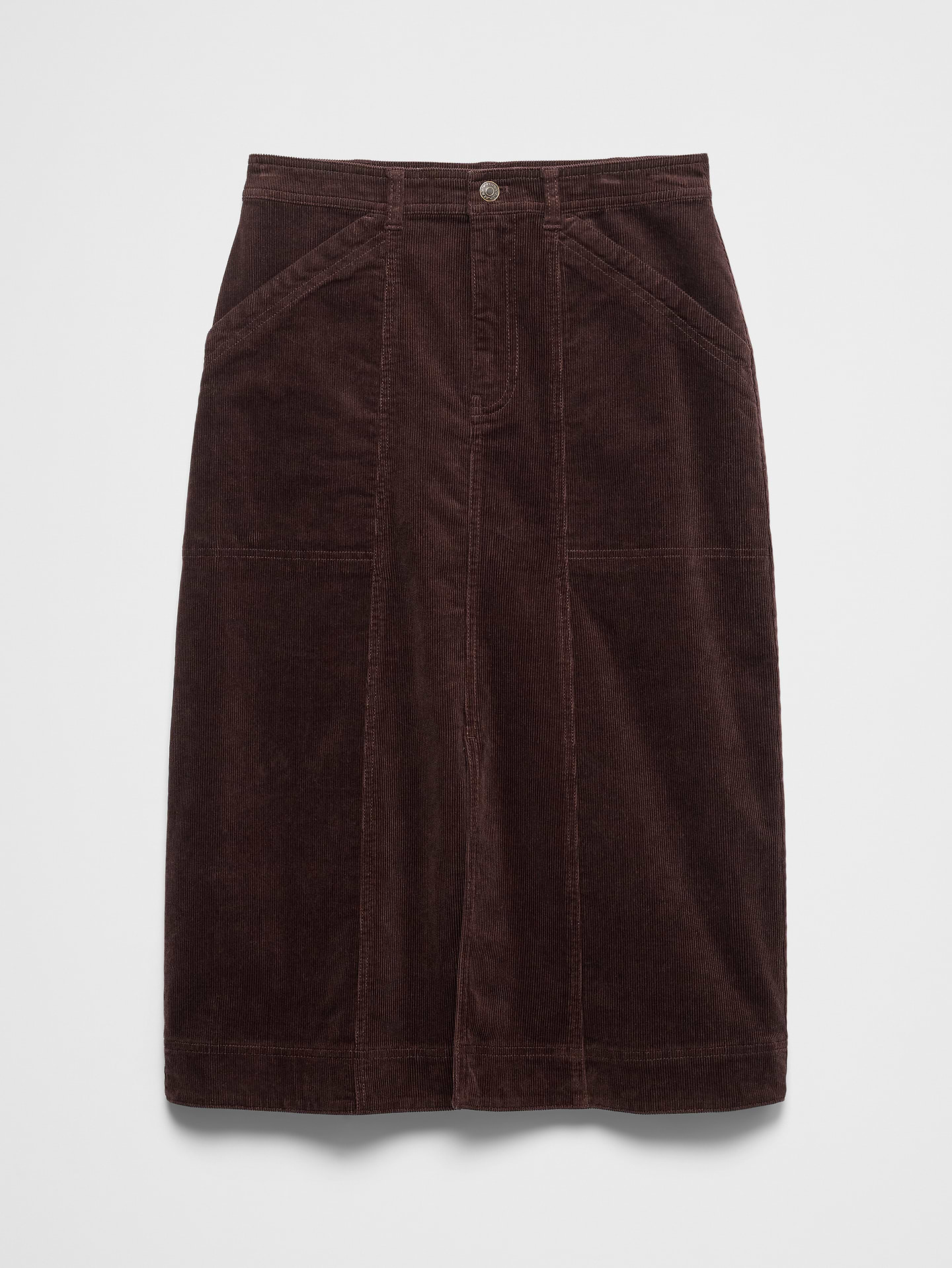 Image 4 of 7, Seamed Corduroy Midi Skirt