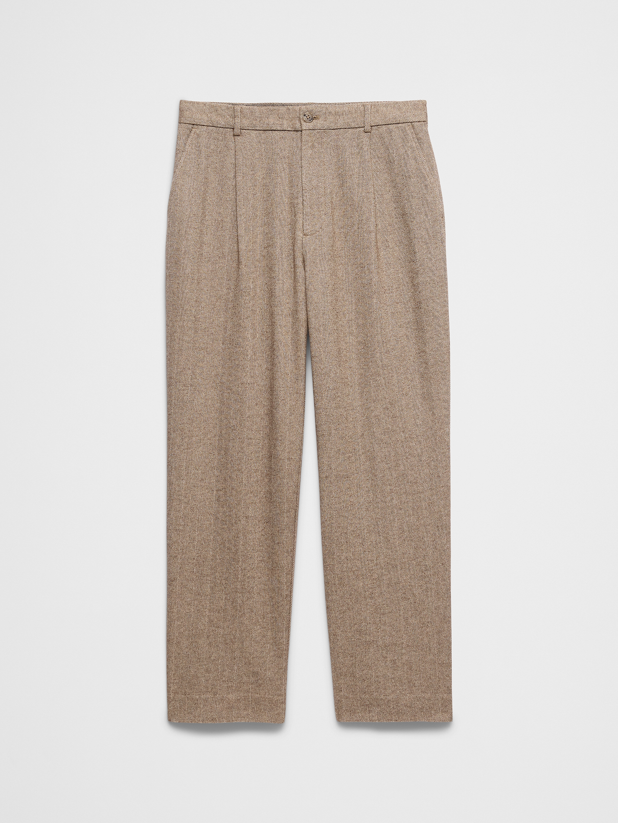 Image 4 of 6, Wide-Leg Herringbone Pleated Pant