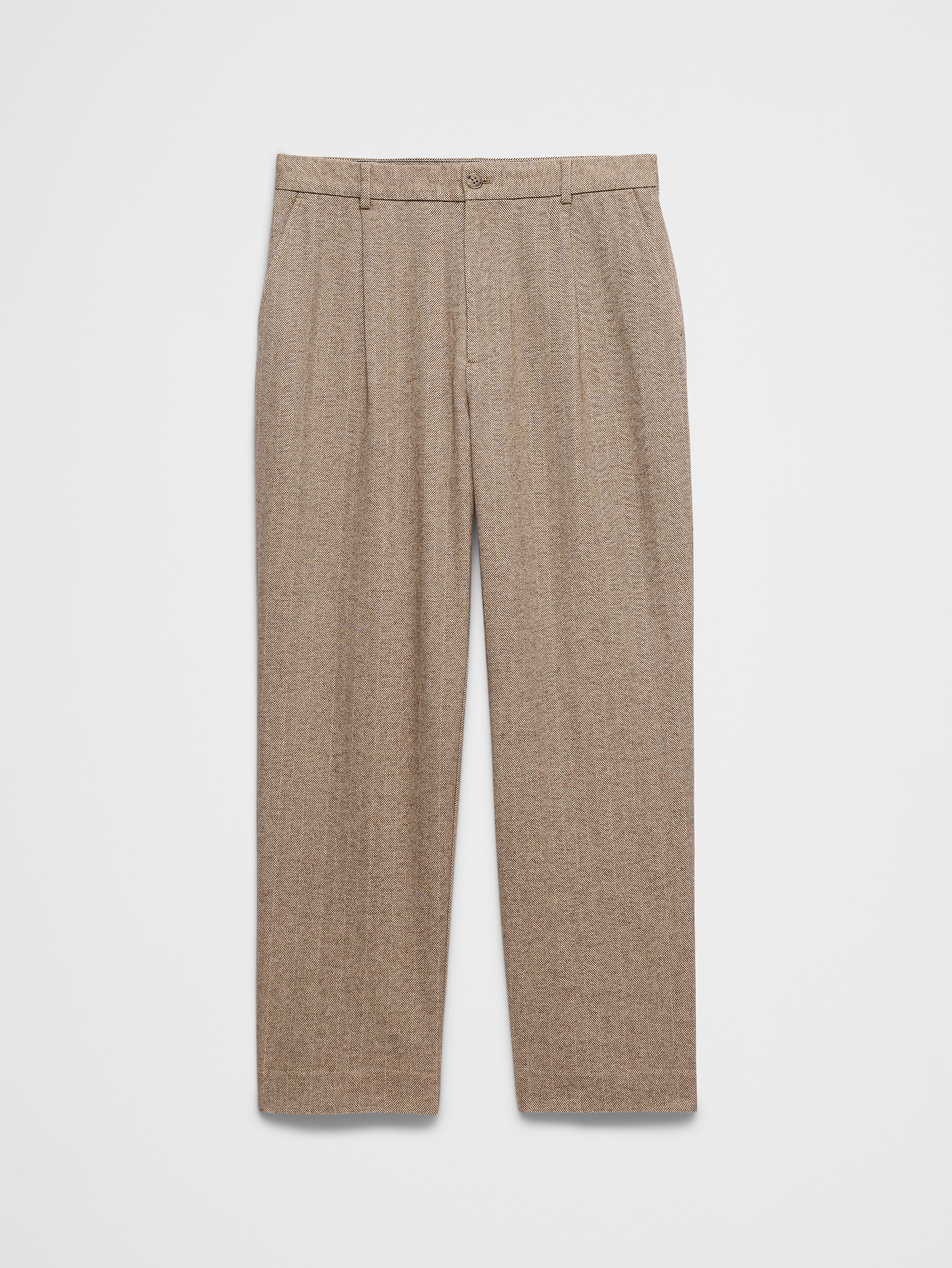 Image 6 of 6, Wide-Leg Herringbone Pleated Pant
