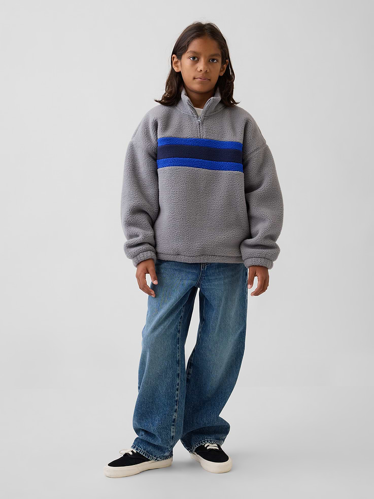 Image 4 of 6, Kids Sherpa Relaxed Quarter-Zip Pullover