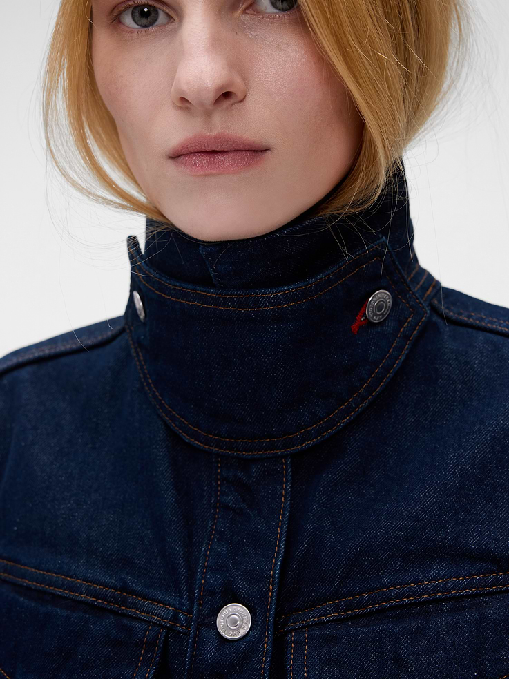 Image 5 of 10, Gap × Victoria Beckham Latch-Collar Denim Jacket, Cardmember Early Access