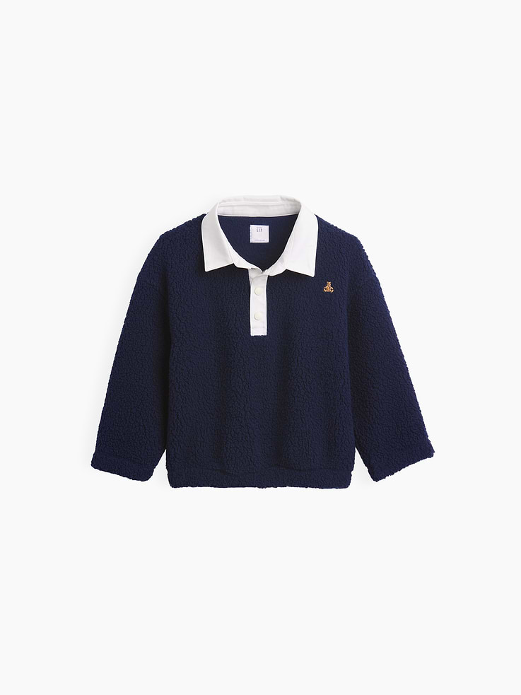 Image 2 of 4, Baby & Toddler Sherpa Polo Pullover