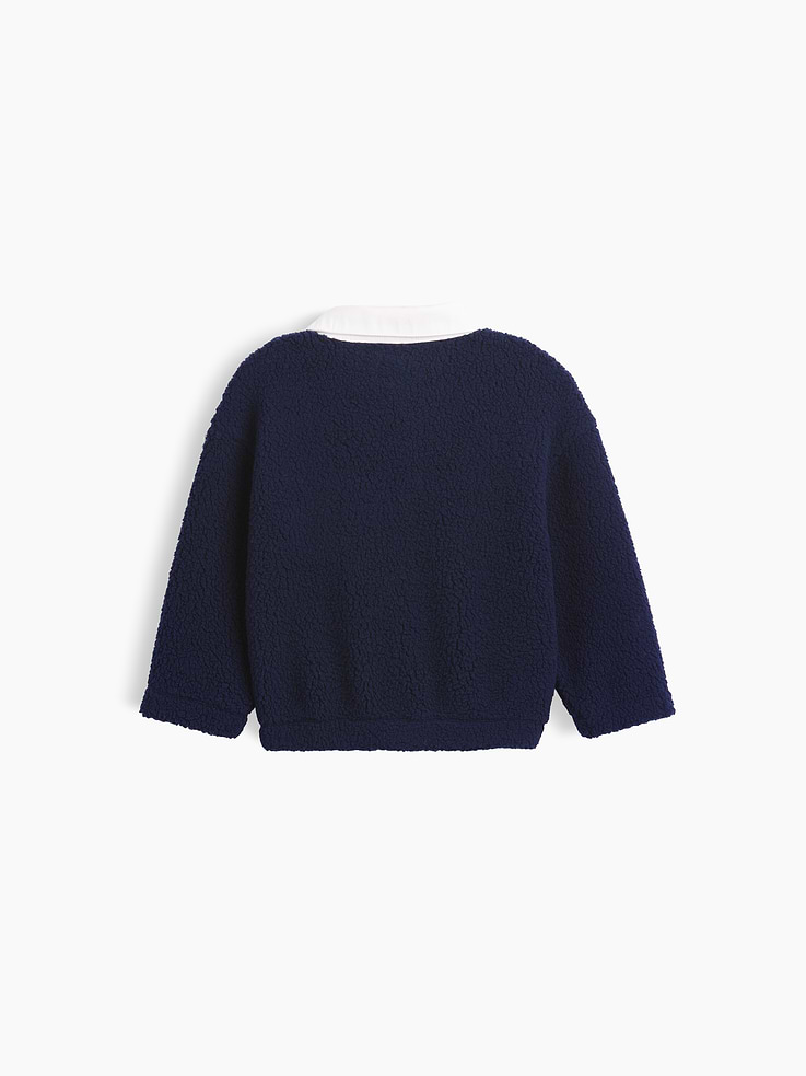 Image 3 of 4, Baby & Toddler Sherpa Polo Pullover