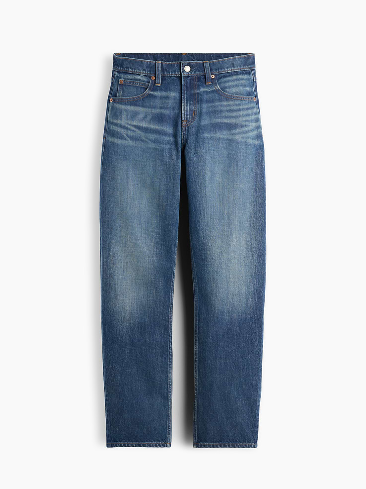Image 2 of 2, Mid Rise Straight Taper Jeans