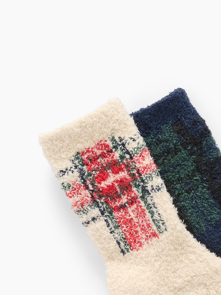 Image 2 of 2, Baby & Toddler Plaid Cozy Socks (2-Pack)