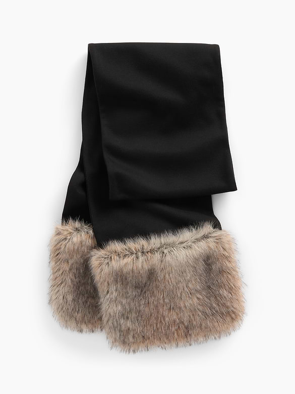 Faux Fur Trim Scarf