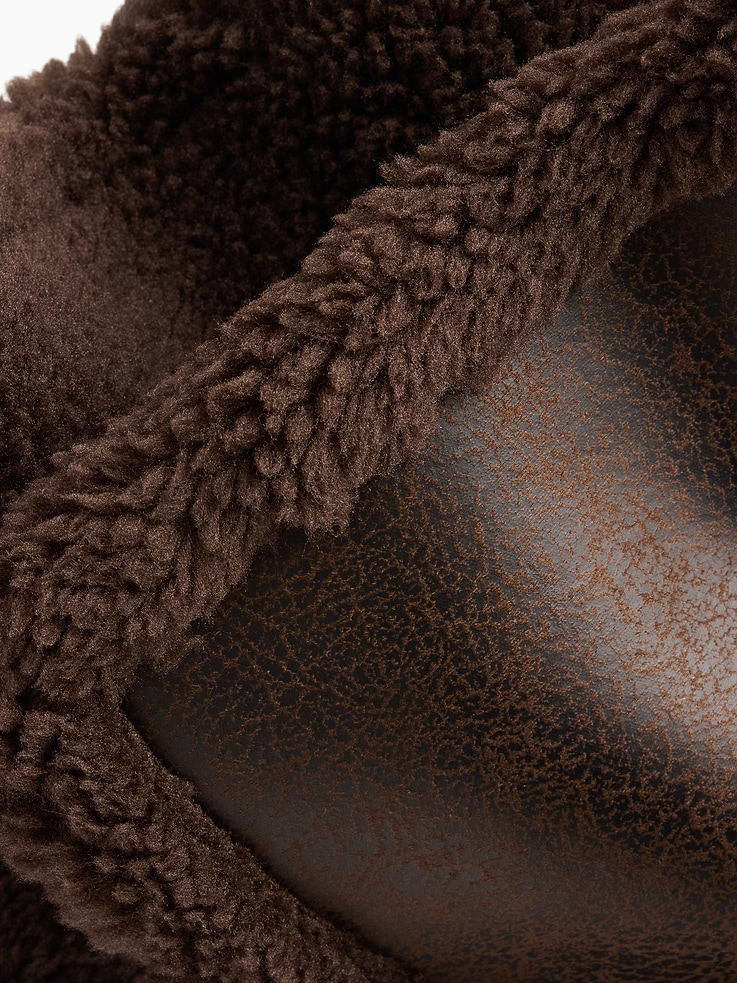 Image 2 of 2, Sherpa & Vegan Leather Scarf