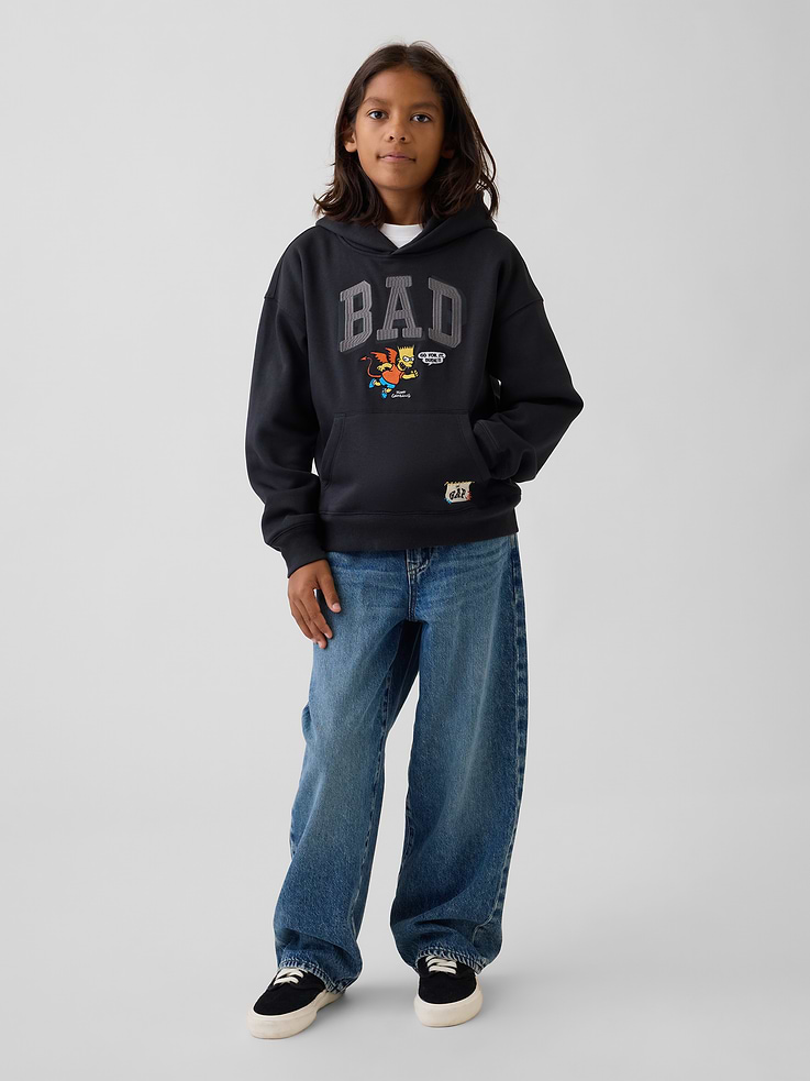 Image 3 of 8, Kids The Simpsons VintageSoft BAD Logo Hoodie