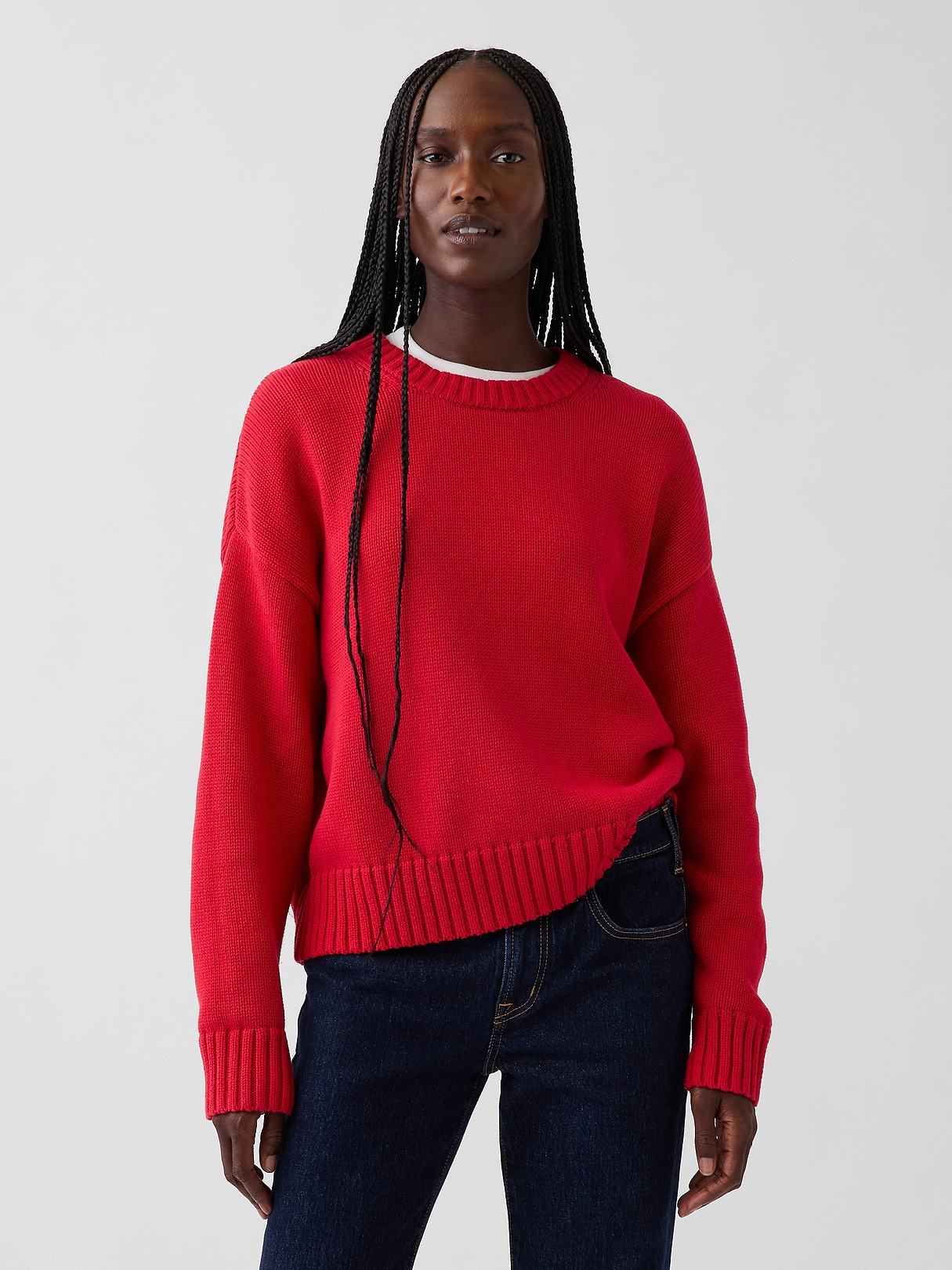 100% Cotton Oversized Crop Sweater | Gap