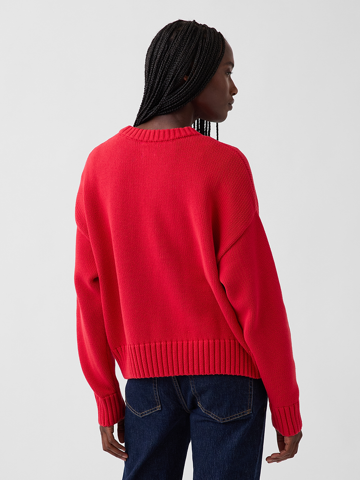 Image 3 of 6, 100% Cotton Oversized Crop Sweater