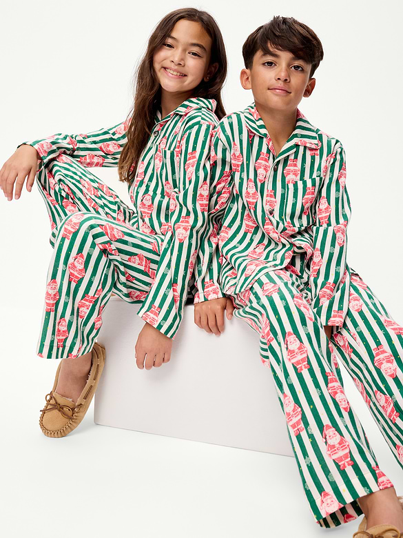 Gender-Neutral Printed Flannel Pajama Pants Set for Kids