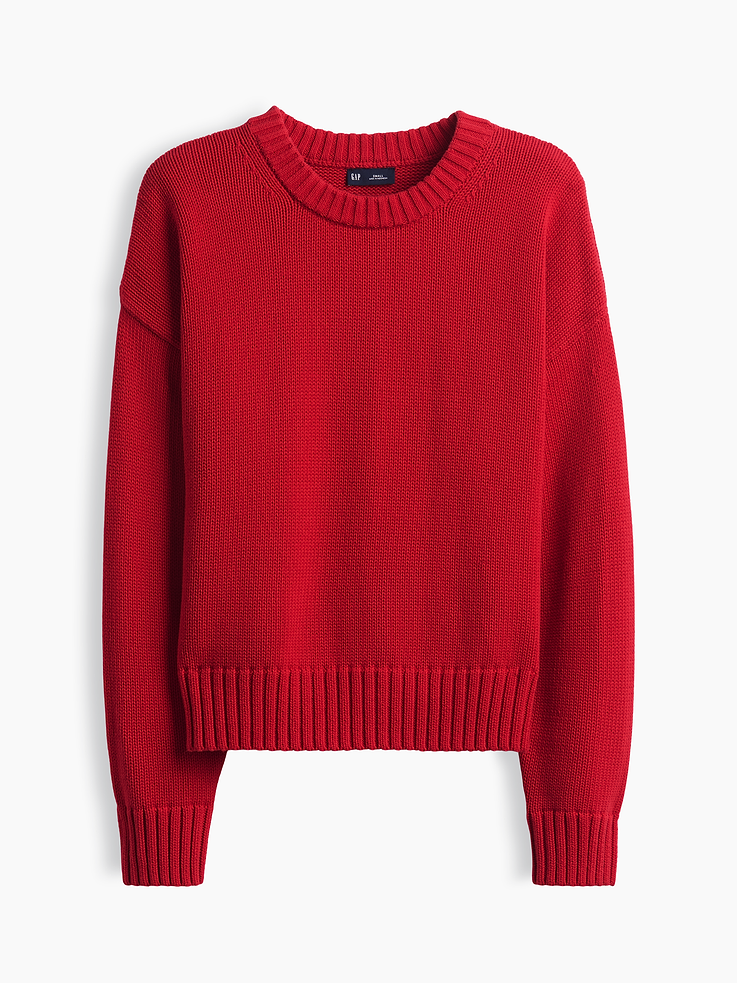 Image 6 of 6, 100% Cotton Oversized Crop Sweater