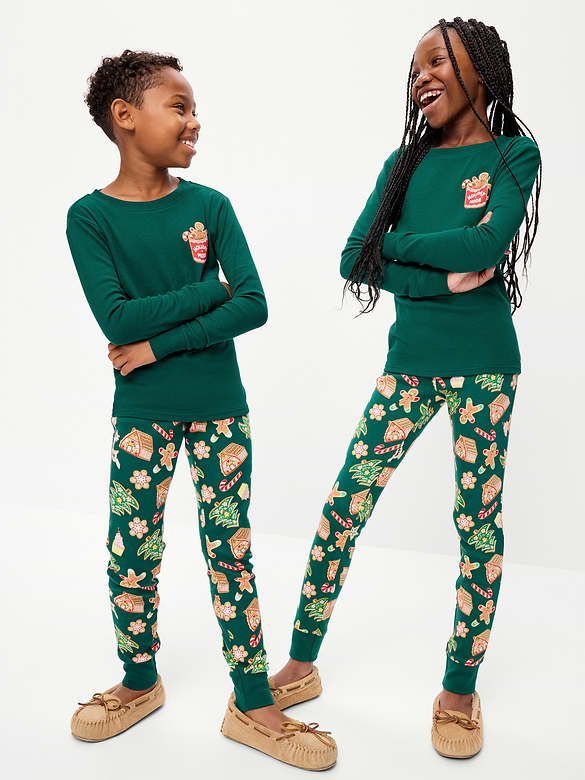 Gender-Neutral Snug-Fit Graphic Pajama Set for Kids