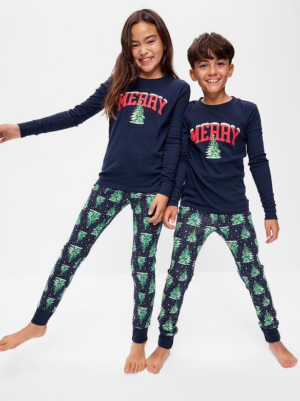 Gender-Neutral Snug-Fit Graphic Pajama Set for Kids