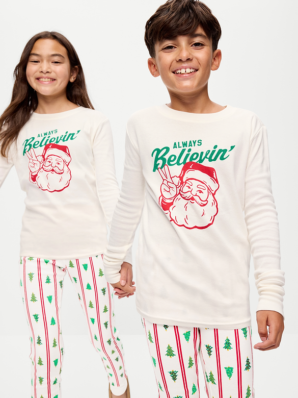 Gender-Neutral Snug-Fit Graphic Pajama Set for Kids
