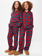 Image 1 of 3, notched collar, long sleeves, patch pocket at chest, full button front, matching pajama pants, elasticized waistband, on-seam pockets, all-over print, Product #904628
